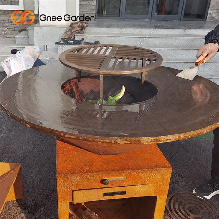 Fire Pit BBQ With Wood Storage