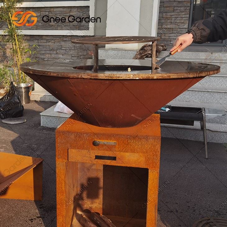 Coal Bbq Grill Corten Steel Bbq Outdoor Charcoal Bbq Grill