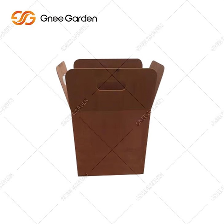 Corrugated Box Shape Metal Planter With Rustic Look