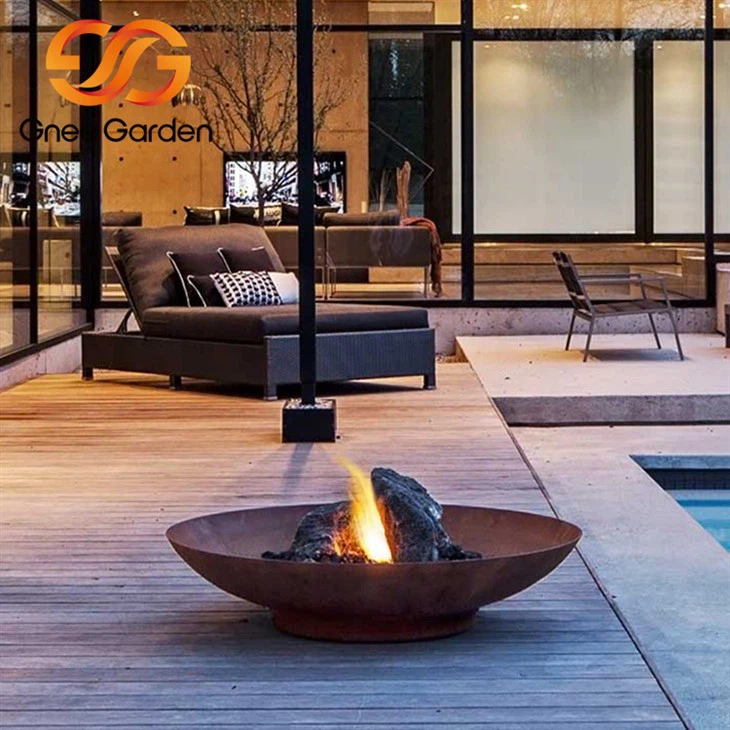 Corten natural gas fire pit