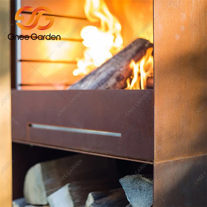 corten outdoor Rectangular fireplace(1)