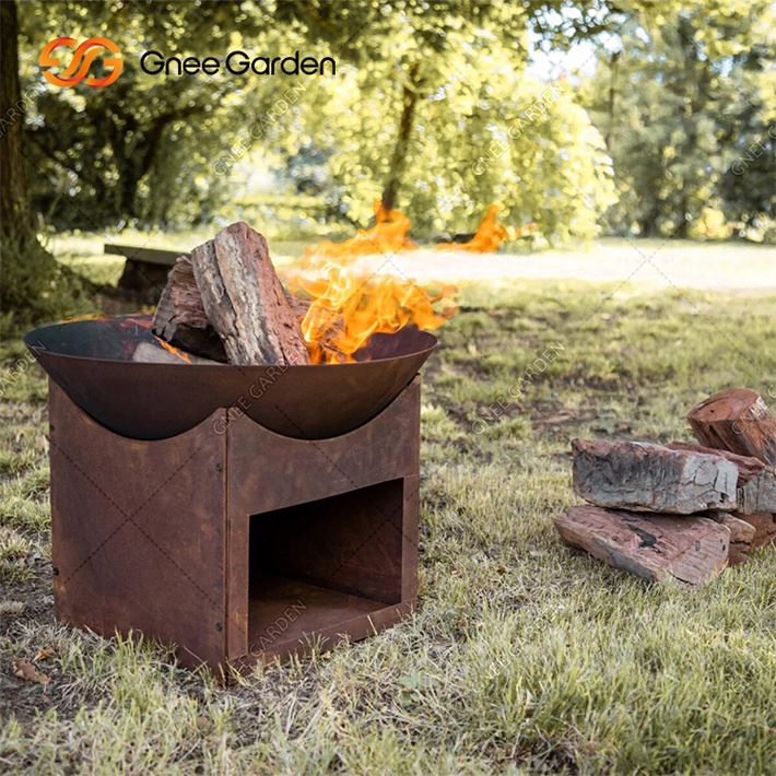 Corten stålbolleformet branngrav