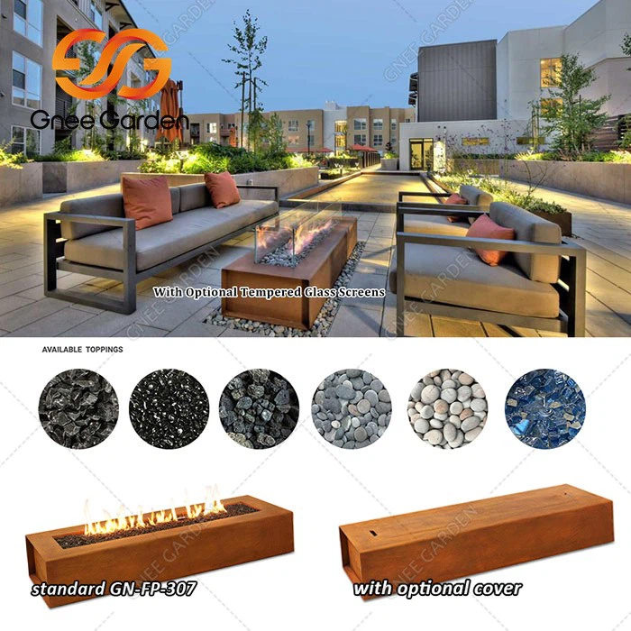 Corten Steel natural gas fire table outdoor