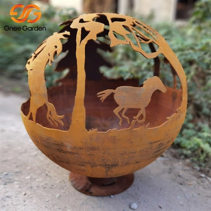 Corten Steel sphere fire pit（2）
