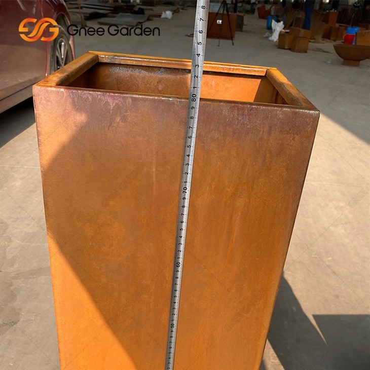 Custom Long Square Garden Corten Steel Flower Pot Outdoor Metal Planter
