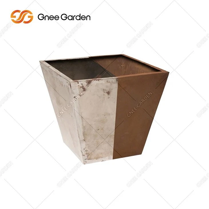 Customized Corten Steel Garden Flower Pot For Decoration