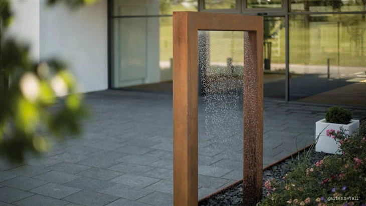Garden Decoration Metal Rusty Steel Sculpture Large Corten Steel Water Feature Fountain