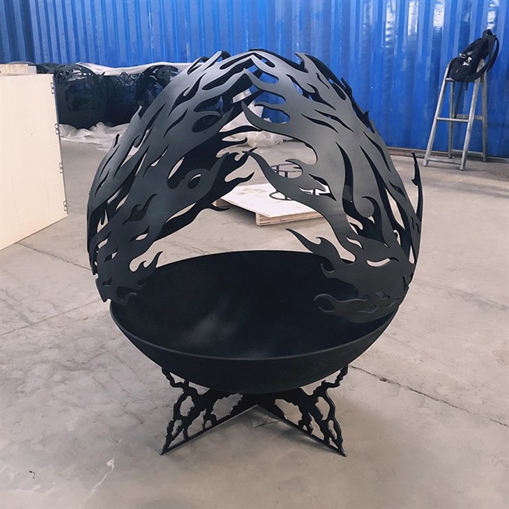 Laser Cut Spherical Brazier Custom Metal Pattern Engraving Corten Steel Fire Pit