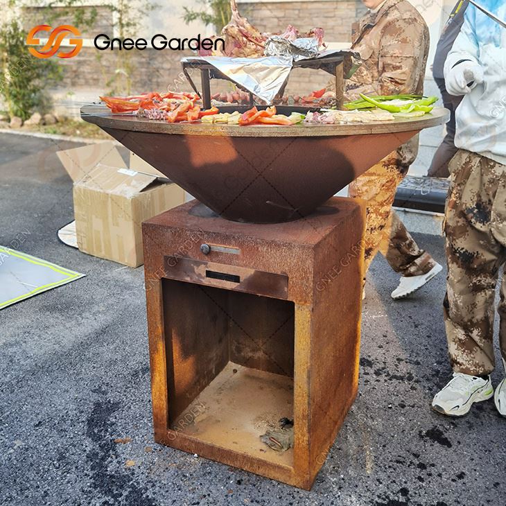 Utendørs Grill Grillbord Heavy Duty Corten Steel BBQ Bålpanner