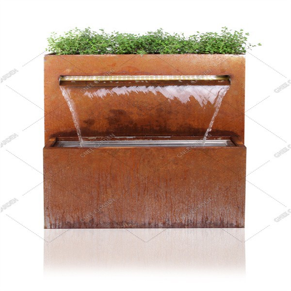 Outdoor Corten Steel Water Feature Customized Corten Steel Garden Water Fountain