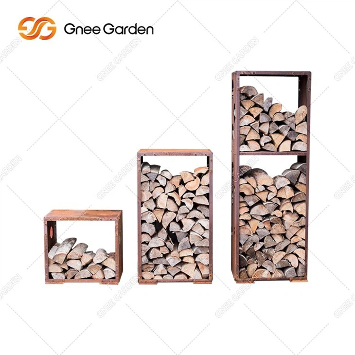 Outdoor Firepit Use Corten Steel Firewood Log Store