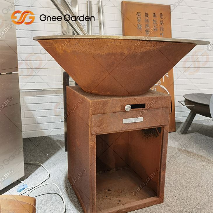 Utendørs Rust Corten Bbq Pit Corten Steel Fire Pit Utendørs Hage Rust Corten Bbq