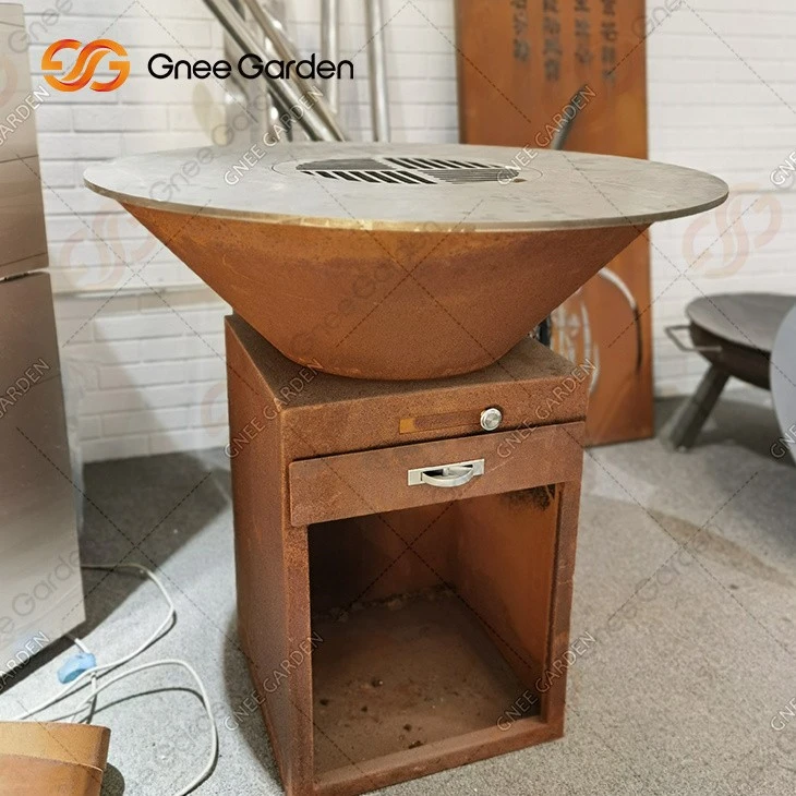 Outdoor Rust Corten Bbq Pit Corten Steel Fire Pit Outdoor Garden Rust Corten Bbq