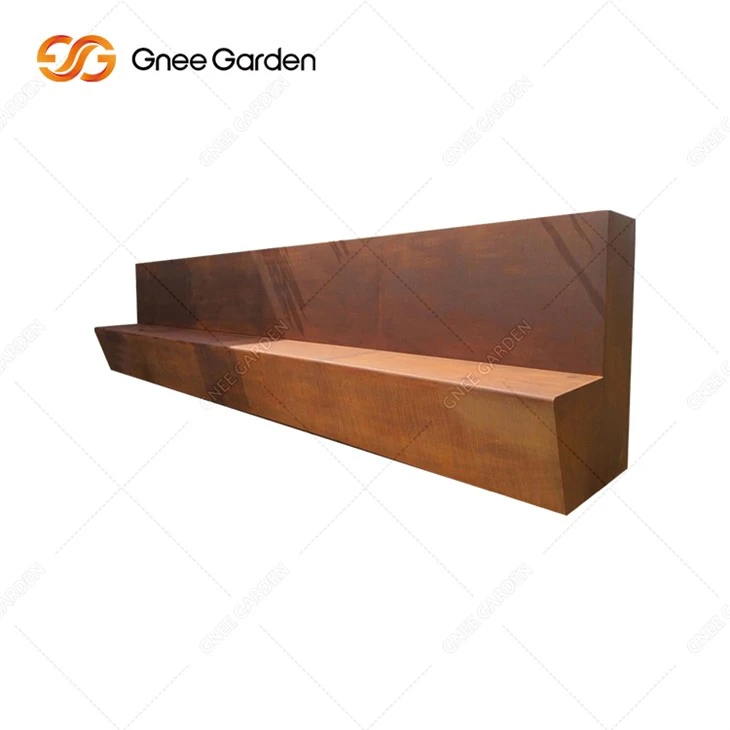 Utenfor moderne møbler Patio Street Benker Corten Steel Sitteplasser