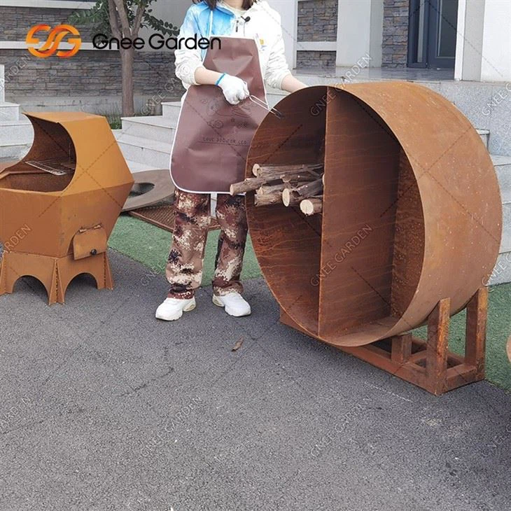 Rusty Corten Firewood Rack Firewood Storage Outdoor Modern Corten Wood Storage Rack Steel