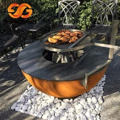 Corten stål hage branngrav og grill