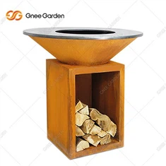 Hage Rust Corten Steel Fire Pit BBQ Grill