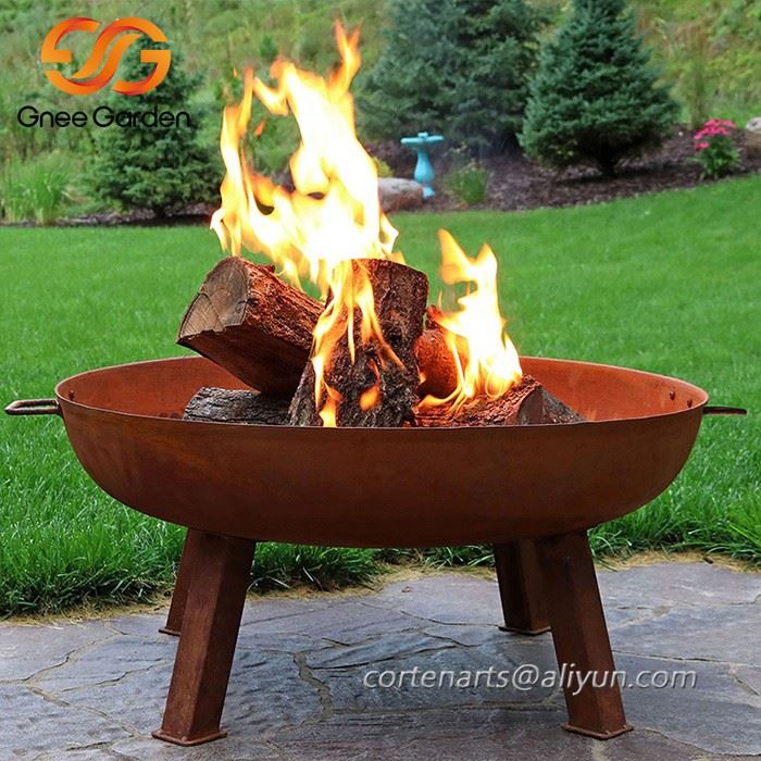 Corten Steel round outdoor fire pit