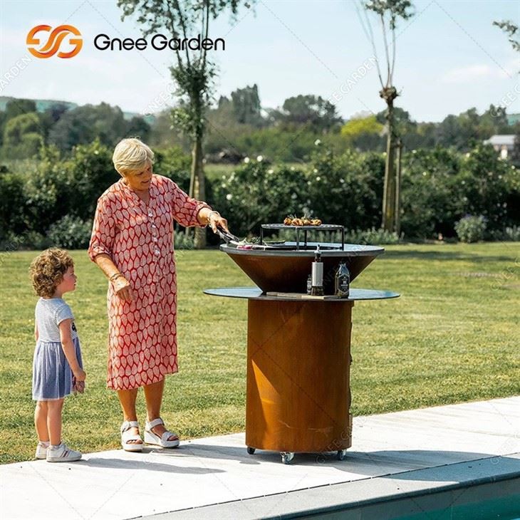 weathering steel wood burning bbq grill1