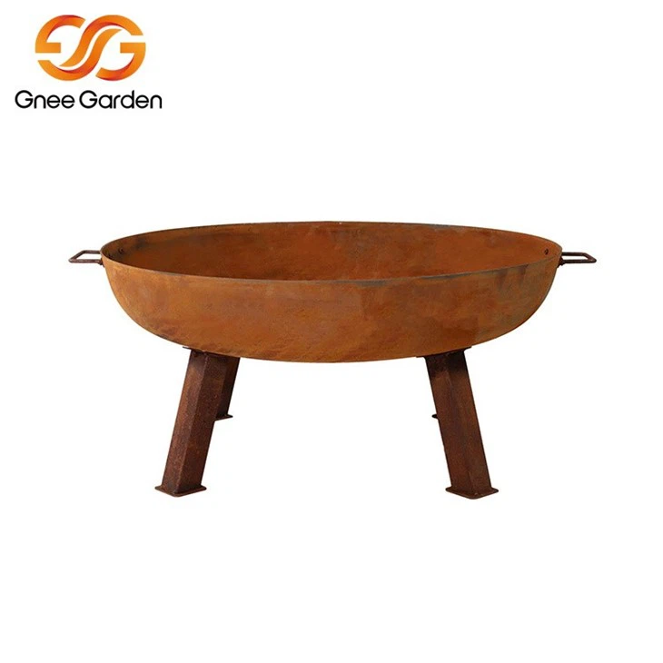 Outland round corten steel fire pit