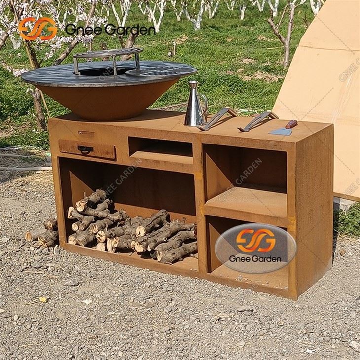 Factory Customize Camping Charcoal Barbecue Grill Corten Steel Bbq Grills Outdoor