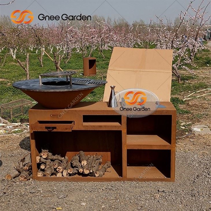 Factory Customize Camping Charcoal Barbecue Grill Corten Steel Bbq Grills Outdoor