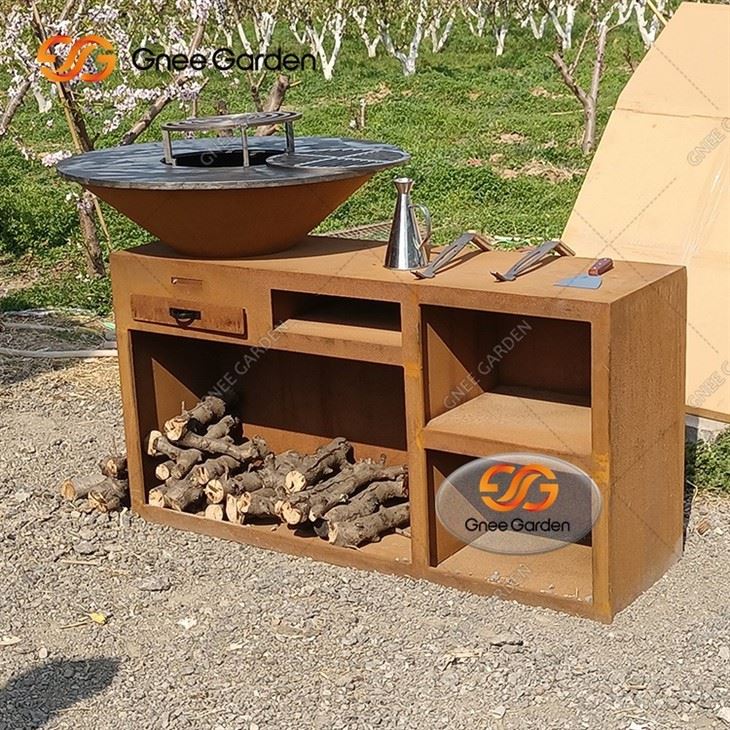 Factory Customize Camping Charcoal Barbecue Grill Corten Steel Bbq Grills Outdoor