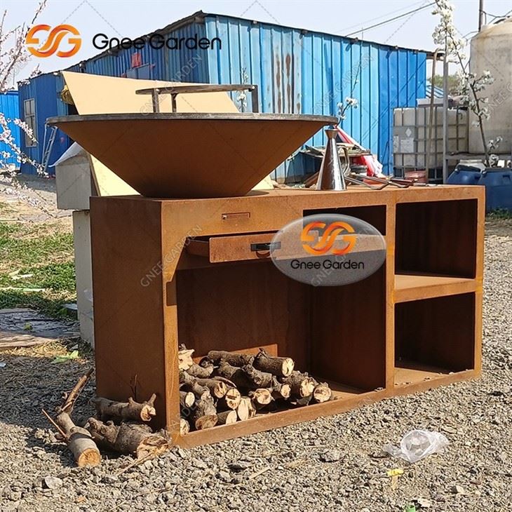 Factory Customize Camping Charcoal Barbecue Grill Corten Steel Bbq Grills Outdoor