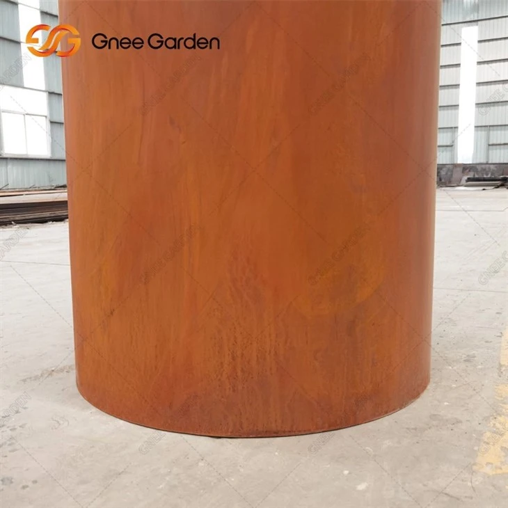Outdoor Corten Steel Round Flower Pot Outside Garden Metal Planters