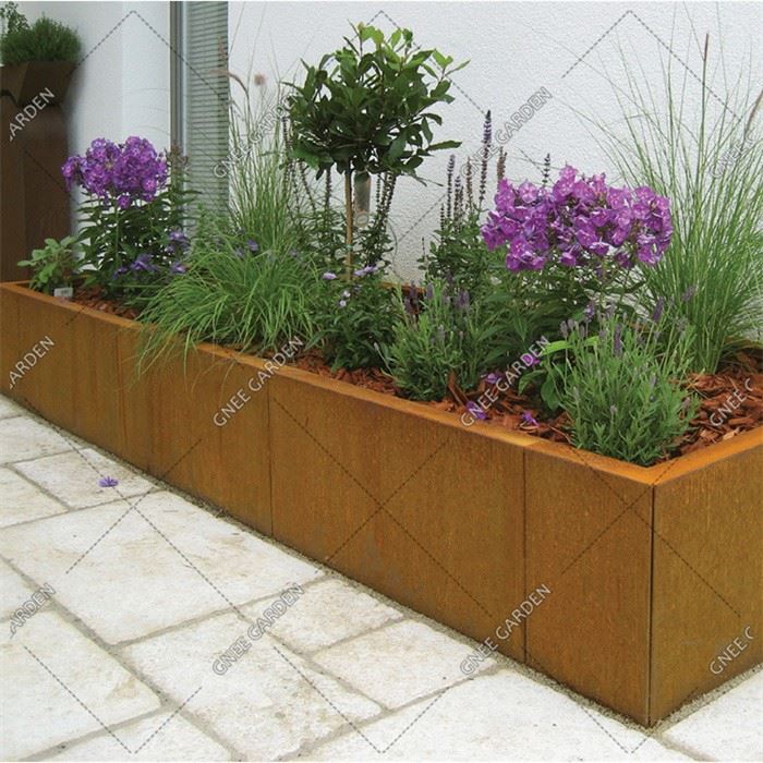 Corten Steel Outdoor Plant Box Custom Garden Plant Flower Pots Outdoor Box Corten Steel Cube Planter