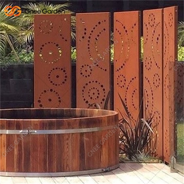 Corten Steel Privacy Fencing Courtyard