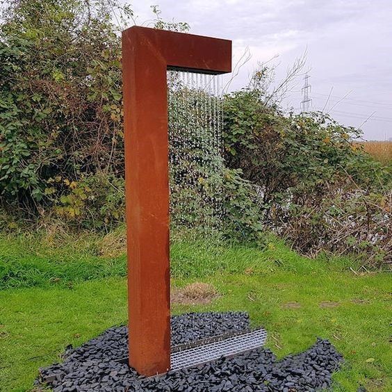 Corten Steel Waterfall Feature Wall Fountain For Garden Landscape