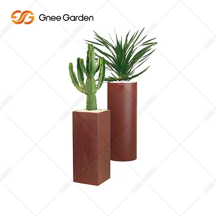 Outdoor Round Corten Steel Cylinder Plant pot