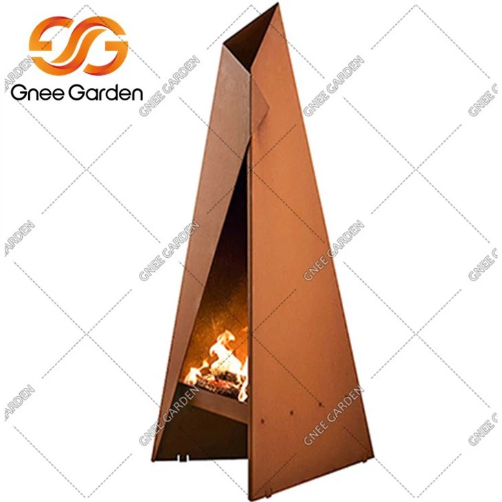 Corten Steel Outdoor Wood Fireplace