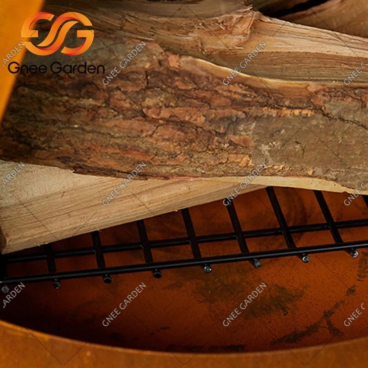 Wood Burning Corten Steel Freestanding Outdoor Fireplace