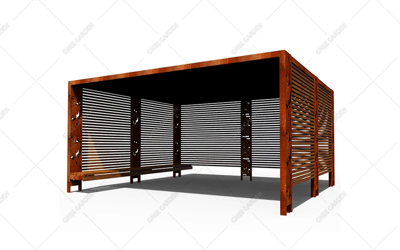 Corten Steel Metal roof gazebo Corten Steel Metal roof gazebo