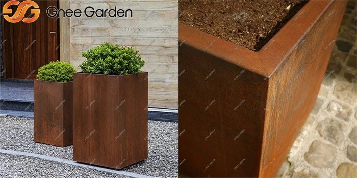 Corten steel metal flower boxes Corten steel metal flower boxes
