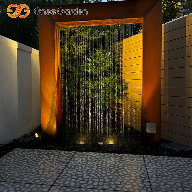 Corten steel garden rain curtain fountain water decoration