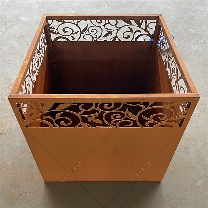 Rust Outdoor Corten Steel Planter Rectangle Flower Pot